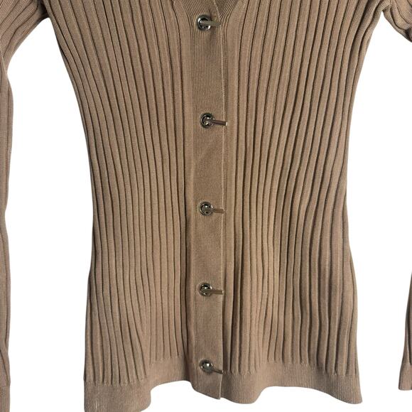 Missoni Tan Cashmere Ribbed Knit Toggle Front Cardigan Sweater Small - Picture 4 of 11